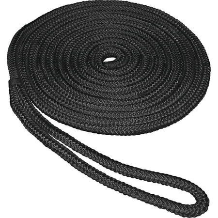 SeaSense Double Braid Nylon Dock Line  1/2  x 35   12  Eye  Black