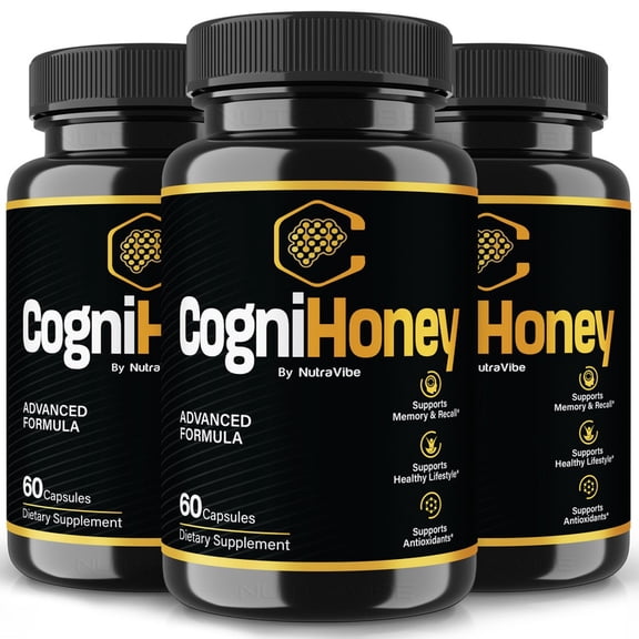 (3 Pack) CogniHoney Pills – Daily Formula with a Natural Blend to Help Maintain Focus, Memory & Concentration | Clean, Gentle, Easy-to-Swallow Capsules for Everyday Sharpness (180 Capsules)