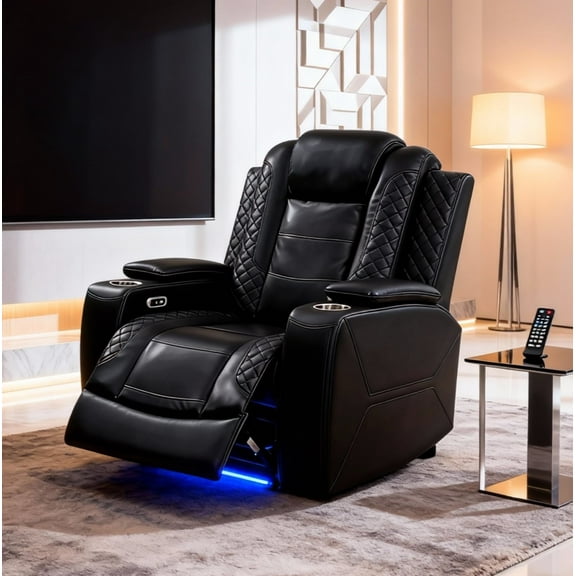 Gewnee Power Recliner Chair Oversized Electric Air Leather Reclining Chair, USB Charge with Cup Holder Port Comfortable Single Sofa for Living Room