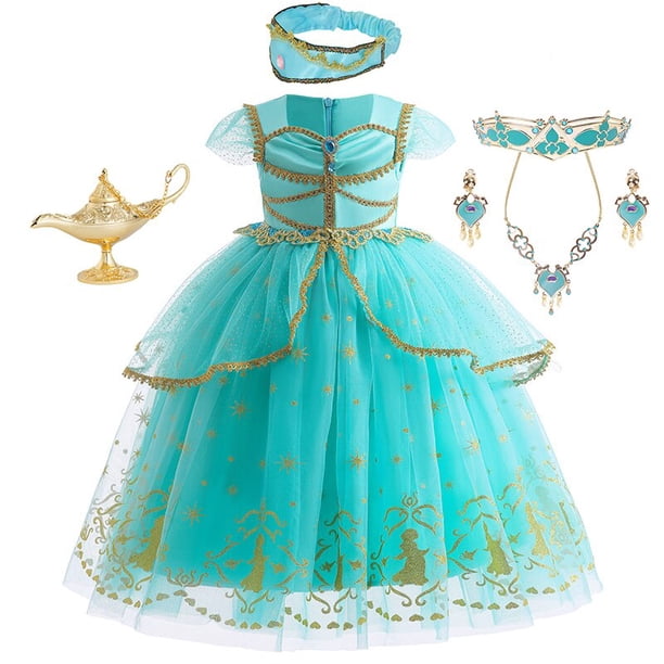 Vestido de princesa Jasmine para niña, disfraz de Aladdín, lámpara mágica, pantalones superiores de fantasía para fiesta de cumpleaños y Halloween Fivean unisex