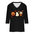 thumbnail image 5 of JTZGDY Halloween Tops for Women Dressy Casual Fall 3/4 Length Sleeve Thanksgiving Day Funny Ghost Pumpkin Printed V Neck Graphic Tunic Shirts Loose Oversized Comfy Pullover Blouse, 5 of 6