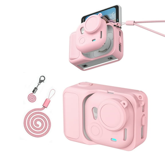 Silicone Protective Case for Insta360 Go Ultra, 4-in-1 Set Silicone Camera Body Sleeve/Lens Cover/Lost-Proof Rope/Lanyard Full Protective Case with Lens Cap for Go Ultra