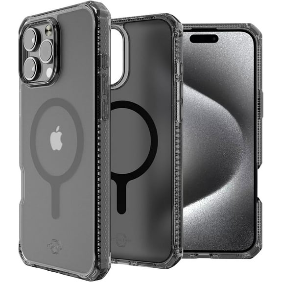 ITSKINS Hybrid R // Vapor Magnetic Matte Protective Phone Case for iPhone 16 Pro, Compatible with MagSafe, Slim Military Shockproof Phone Case, Slim Hybrid Cover - Smoke