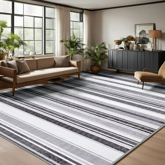 FULIE 4'x6'Boho Area Rugs Living Room Rugs Non-Slip Carpet Rug,Gray