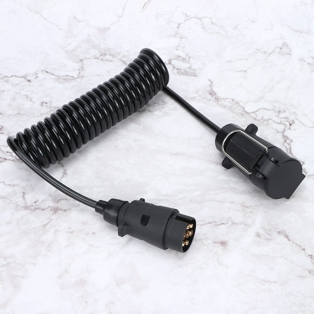 Qiilu 7 Pin Trailer Plug With 98.4in Spring Extension Cable 12v Wiring Adapter Connector Accessory, 7 Pin Trailer Plug, Trailer Extension Cable