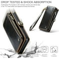 thumbnail image 6 of for iPhone 15 Wallet Case, for iPhone 15 Case Wallet for Women Men, Vintage PU Leather Magnetic Bukckle Flip Closure Wrist Strap Zipper Card Holder Phone Cases for iPhone 15, Luxury Coffee, 6 of 11