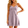 thumbnail image 5 of ZyeKqe Womens Nightgown Lace Spaghetti Strap Sleeveless V Neck Lightweight Loungewear Sleep Shirts Mini Dress, 5 of 7