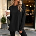 thumbnail image 3 of Livrdious Crewneck Sweatshirts for Women Scalloped Long Sleeve Pullover Tops Relaxed Fit Solid Casual Fall Outfits, 3 of 8