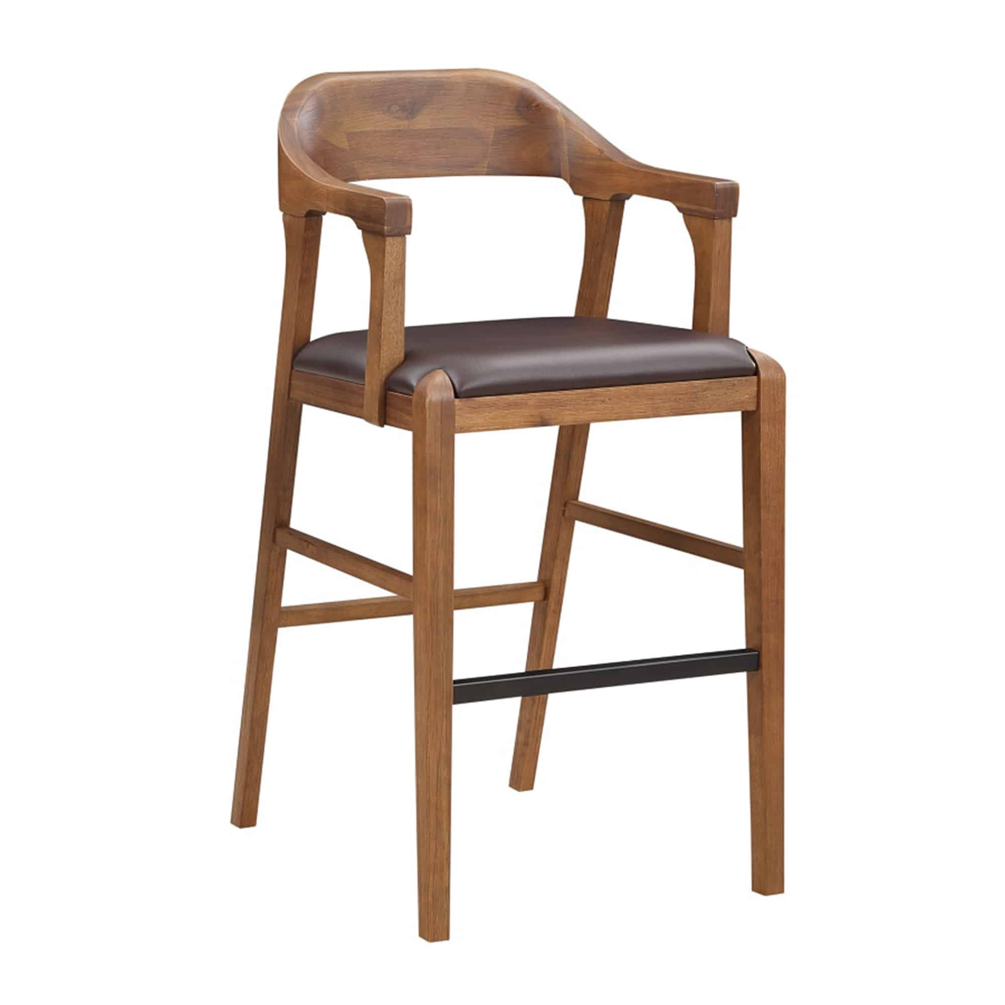 Rasmus Wood Bar Stool - Chestnut Wire-Brush Finish