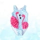 thumbnail image 2 of Cartoon Swimsuit Flamingo Swimwear Baby Girl Quick-dry One-piece Swimsuit (XXL, Suitable Height: 100-110cm), 2 of 3