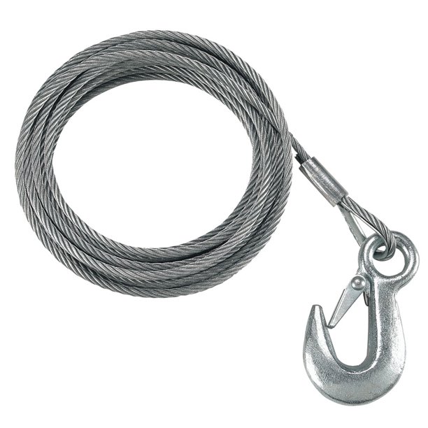 Fulton WC750 0100 7/32" x 50' Winch Cable & Hook Assembly with 5,600 lb Break Strength Walmart