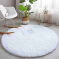 thumbnail image 1 of SHILIU-Rugs Round for Bedrooms Fluffy Living Room Circle Area Rug Soft Rug Shaggy Carpet for Kids Room Floor Mat(White, 5.2feet), 1 of 4