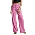 thumbnail image 2 of Tsivenald Womens Satin Wide Leg Pants High Waist Front Pleated Loose Baggy Solid Color Elegant Office Dress Trousers, 2 of 6