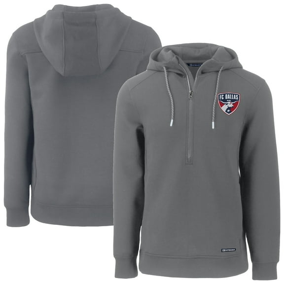 Men's Cutter & Buck Gray FC Dallas Roam Eco Half-Zip Recycled Pullover Hoodie