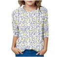 thumbnail image 6 of MKOSPLRT Girls Floral Shirts 3-12Y Crew Neck Boho Tops 3/4 Sleeve Lounge T Shirts Loose Fit Blouses Funny Going Out Tees, 6 of 6