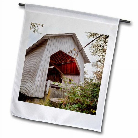 3dRose, USA, Oregon, Corvallis, Irish Bend Bridge - US38 RBR0628 - Rick A Brown, 18 x 27 inch Garden Flag