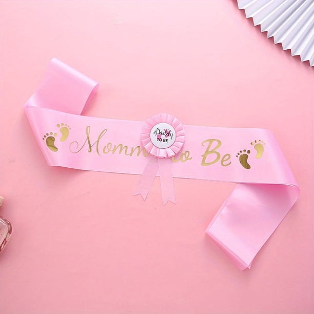 2pcs, Baby Shower Mother-to-be Mummy To Be Strap Etiquette Strap Daddy To Be Badge Corsage Set, Party Decor, Party Supplies, Baby Shower
