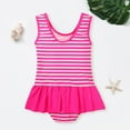 thumbnail image 4 of Hienoo Infant Girls Striped Bow Ruffle One-Piece Swimsuit Kids Swimwear Bathing Suit, 4 of 5