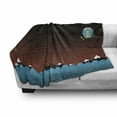 thumbnail image 2 of Landscape Soft Flannel Fleece Throw Blanket, Graphic Art of Night Owl and Mountain View Sea Waves, Cozy Plush for Indoor and Outdoor Use, 70" x 90", Deep Sky Blue Dark Rust, by Ambesonne, 2 of 5