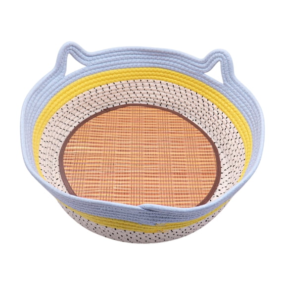 Summer Cool Woven Cat Bed Winter Warm Cotton Mat Cat Bed 2 in1 Breathable Cat Mat Removable Washable Small Dog Bed for Cat Summer Cool Bed