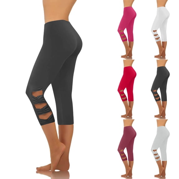 Mifsaly Booty Capri Pants for Women High Waisted Workout Pant Tummy Control Stretchy Yoga Leggings Seamless Side Cutout Gym Athletic Plus Size Clothes XXXL