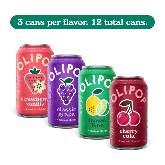 Olipop Fruity Fun Variety Pack, 12 fl oz, 12 Pack Cans