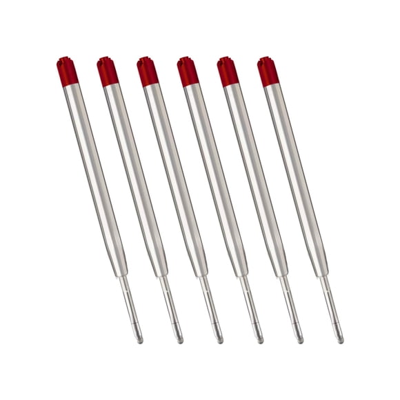 Recargas de tinta roja (6 piezas) Recargas de bolígrafos reemplazables Punta media de 1 mm - Rojo