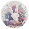 thumbnail image 2 of Round Grid Placemat ,One Sizex4, Round Placemat, PVC Plate Mat，15.4 Inch Non-Slip and Heat Resistant, Table Placemat, Dining Room Placemat Rabbit and Mushroom, 2 of 7