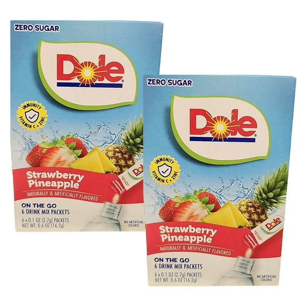 Dole Strawberry Pineapple On the Go Drink Mix, Zero Sugar No Colors or