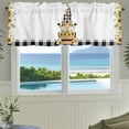 thumbnail image 3 of Valance for Windows,Farm Sunflowers Gnome Valances Curtain Rod Pocket Valance for Kitchen Bedroom Living Room Bathroom,Country Black White Plaid Short Curtains Window Treatment 54x18in, 3 of 9