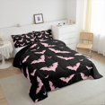 thumbnail image 2 of Homewish Pink Cute Bat Twin Comforter Sets,Halloween Theme Bedding Set,Black Reversible,2-Piece,1 Comforter and 1 Pillowcase, 2 of 7