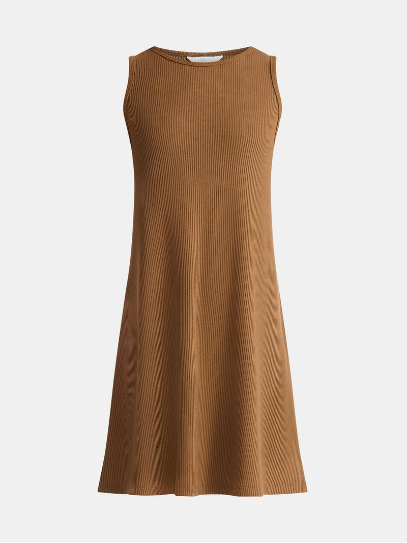 ribbed swing dress Time and Tru Women's Sleeveless Ribbed Swing Dress, Sizes XS-XXXL