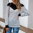 thumbnail image 2 of Mujeres Cuello Redondo Rayas Manga Larga Bloque De Color Jersey Tops Sudaderas Camisas Blusas para Oficina En Casa Negro 3XL, 2 of 7