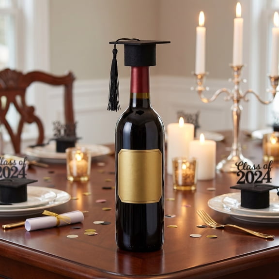 Masteelf 20pcs Mini Graduation Cap Bottle Covers Wine Bottle Toppers Decorative Party Favor Graduation Hat Decorations