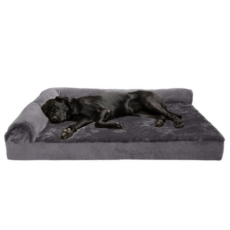 UPC: 0842229121957 | FurHaven Pet Products Plush & Velvet Deluxe Chaise Lounge Cooling Gel Memory Foam Sofa Pet Bed for Dogs & Cats – Platinum Gray Jumbo Plus