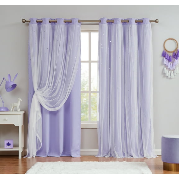 Star Cut-out Blackout Window Panel Pair, Lavender, 50x84