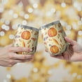 thumbnail image 2 of 12oz Stemless Wine Tumblers Fall Pumpkins Leaves Mushrooms Pattern Vacuum Insulated Stainless Steel Travel Tumbler Cups Mug with Lid and Straw for Champaign,Cocktail,Beer with Cleaning Brush, 2 of 5