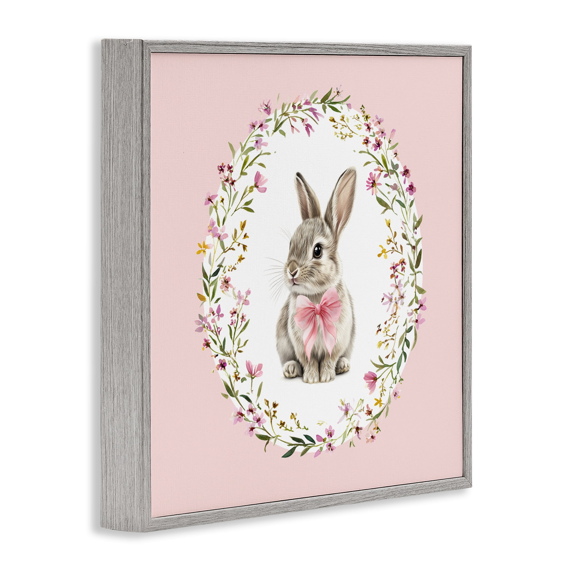 Stupell Industries Blush Pink Bunny Gray Framed Giclee Art, design by Christine Simpson Art
