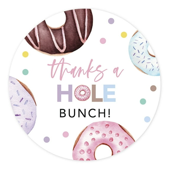Koyal Wholesale Kids Party Favor Thank You Stickers, 80-Pk 2-Inch Round Donut Birthday Stickers For Kids Party Favors