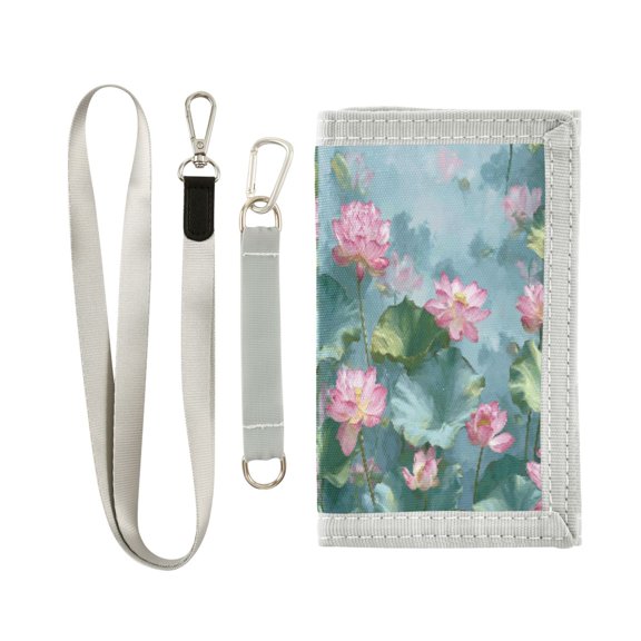 Cloth Purse Boys' Novelty Wallets Girls' Novelty Wallets Men's Wallets Women's Wallets Card Wallet Cash Wallet Student ID Bag Coin Wallet Pink Lotus Flowers