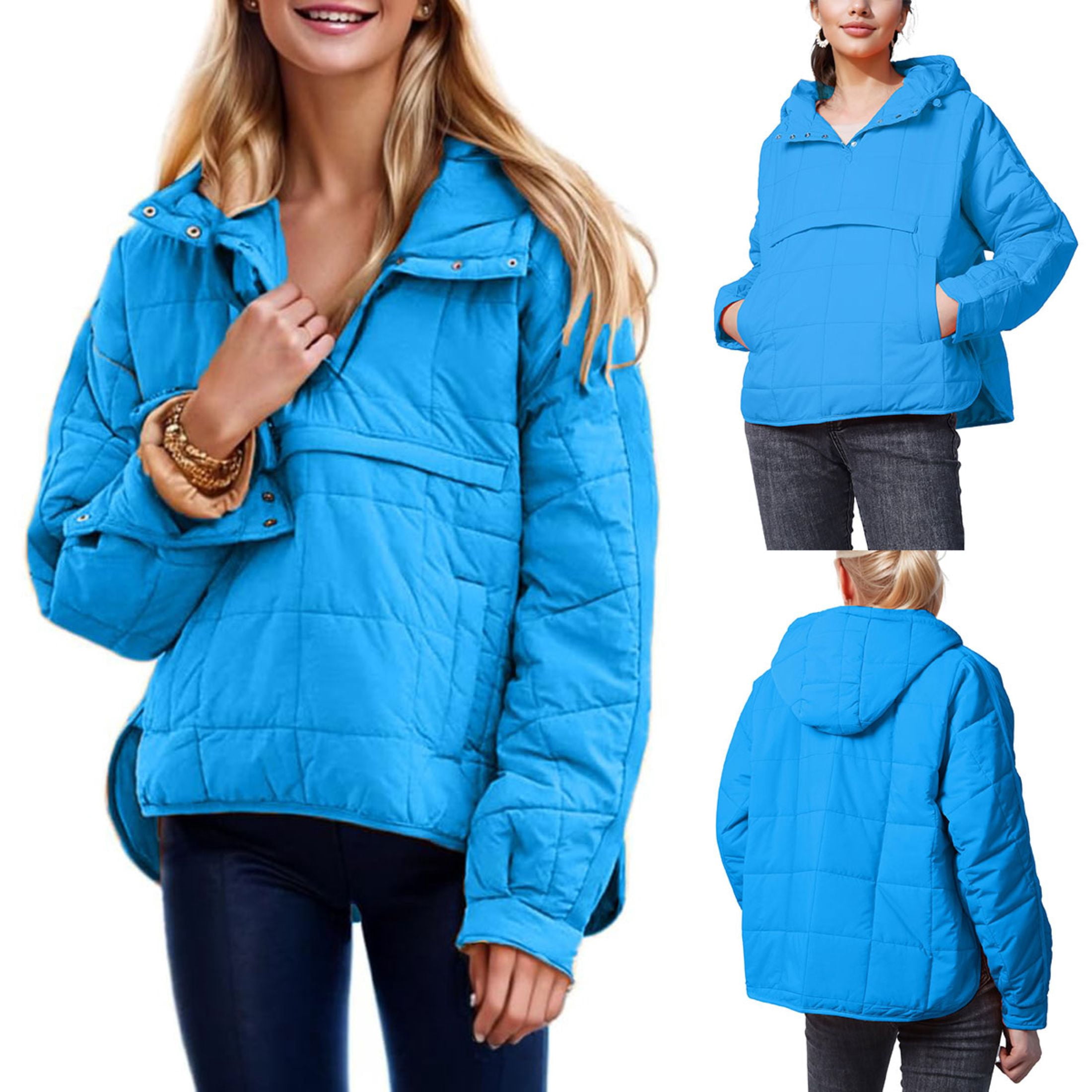 Lentta Womens Oversized Hooded Puffer Quilted Jacket for Women Lightweight Warm Padded Hoodies Coat