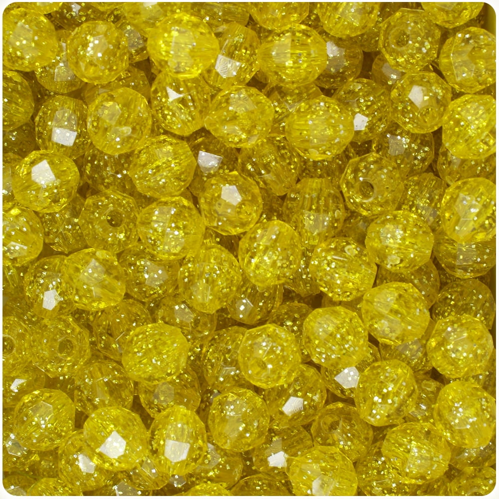 BeadTin Yellow Sparkle 8mm Faceted Round Craft Beads (450pcs)