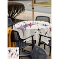 thumbnail image 4 of Outdoor Tablecloth with Umbrella Hole and Zipper, Purple Blue Diamond Square Table Cloth 54x54 Inch Waterproof Tablecloth, Modern Geometric Middle Century Beige Picnic Table Cover for Patio Camping, 4 of 7