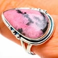 thumbnail image 1 of Rhodonite Ring Size 9 (925 Sterling Silver)  - Handmade Boho Vintage Jewelry RING133340, 1 of 3