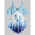 thumbnail image 1 of Talla grande mariposa floral abierta camiseta Rosegal  Camisetas tallas grandes, 1 of 5