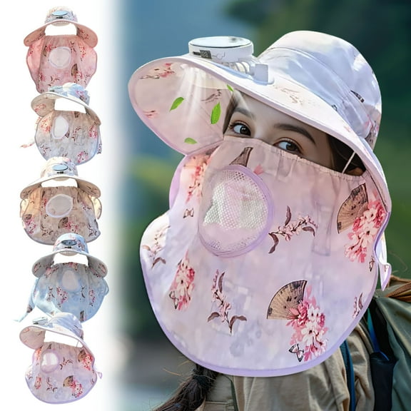 Suncoda Solar Fan Hat, Wide Solar Fan Outdoor Fishing Hat Women Sun Hat with Solar Fan Outdoors Hats 3 Speed Adjustable Fan Hat Women Outdoor Wide Sun Hat with Solar Fan