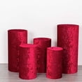 thumbnail image 6 of BalsaCircle 5 Red Cylinder Pedestal Crushed Velvet Display Stand Covers Set Party Events Decorations Supplies, 6 of 8