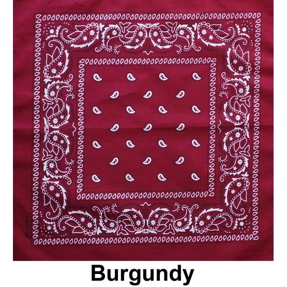 Burgundy Paisley Print Designs Cotton Bandana (22 inches x 22 inches)