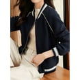 thumbnail image 4 of Classic Zipper Splice Varsity Jacket with Regular Sleeves, Black, Large, 4 of 5