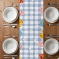 thumbnail image 4 of Table Runner 70 Inches Long for Kitchen Dining, Spring Easter Dresser Scarf Farmhouse, Dining Table Decorations for Wedding/Parties, Blue Plaid Bunny Colorful Eggs Floral 13 x 70 In, 4 of 8
